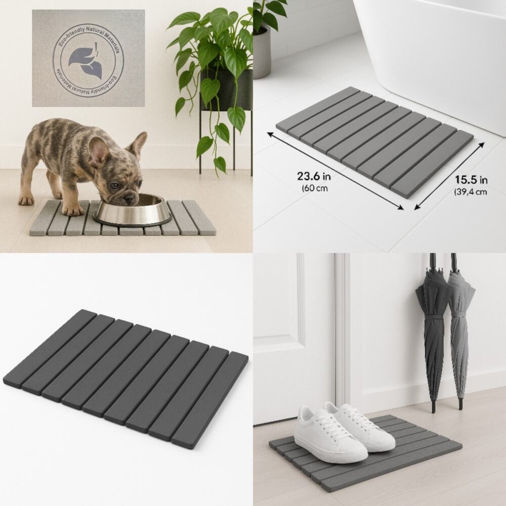 Large Stone Bath Mat Non-Slip Diatomaceous Earth Quick Dry Pet & Eco-friendly